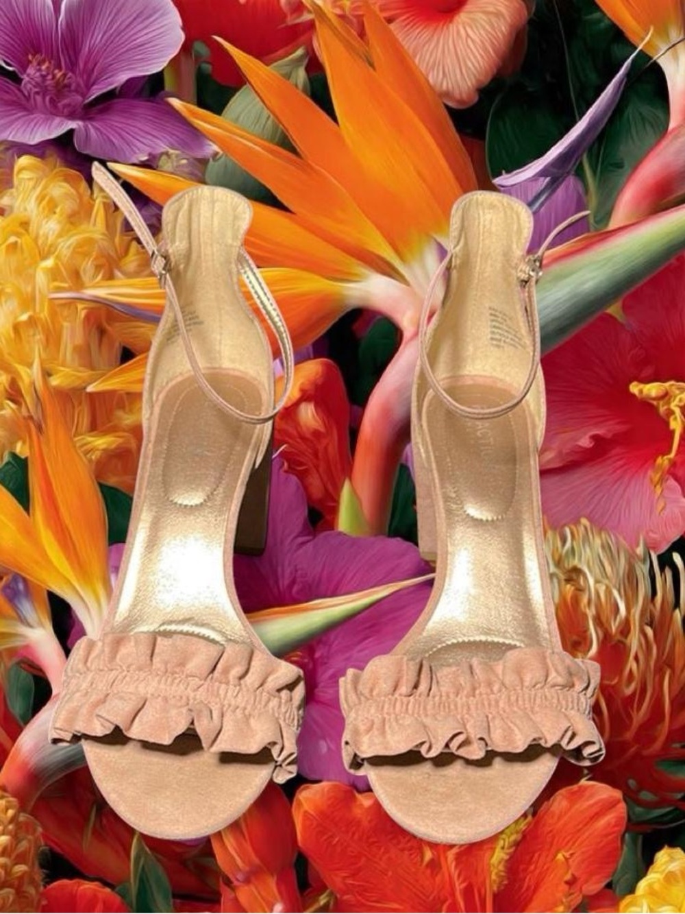 Reaction Kenneth Cole Tan and Pink Floral Heels